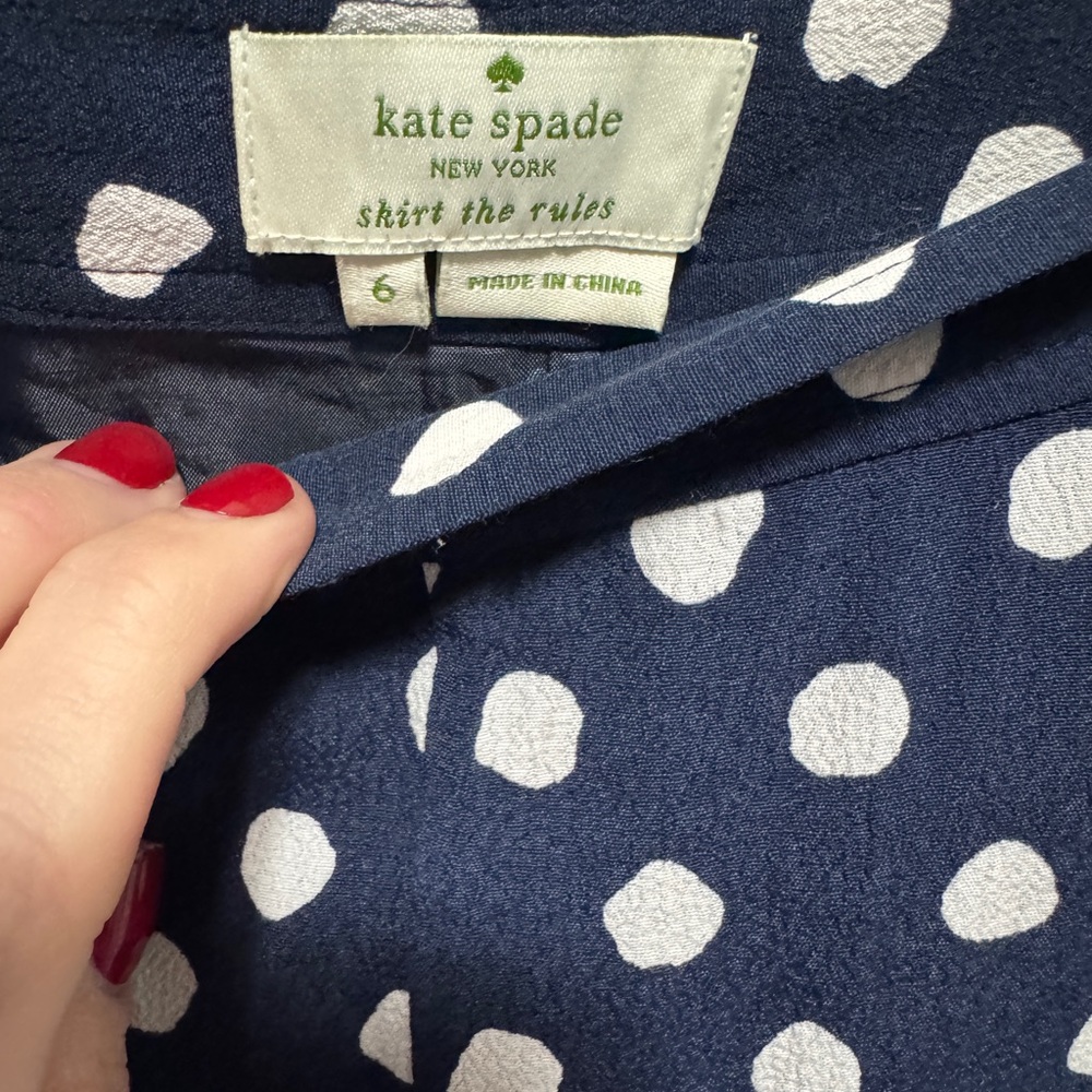 Kate Spade Liv Navy/White Polka Dot Skirt - Picture 5 of 5